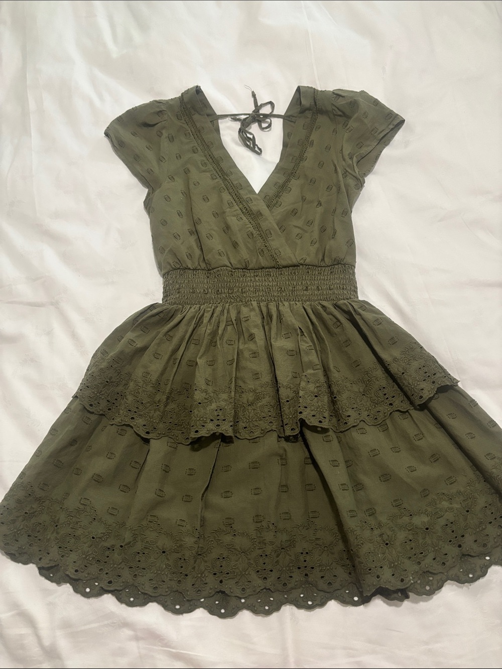 Olive Green Ruffle American Eagle Dress